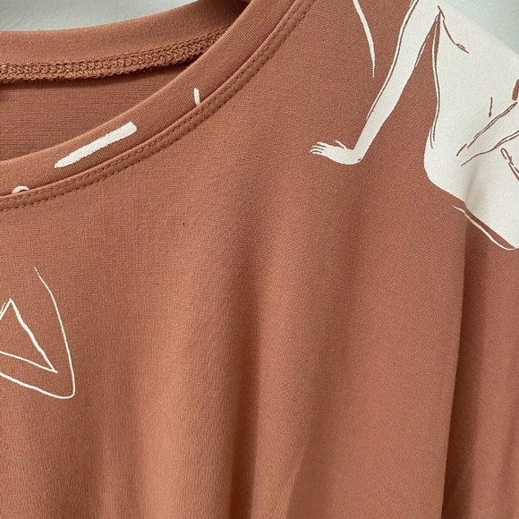 Zara Long Sleeves Dusty Pink Kimono Midi Dress With Abstract Female Drawing Sz M - Picture 7 of 9